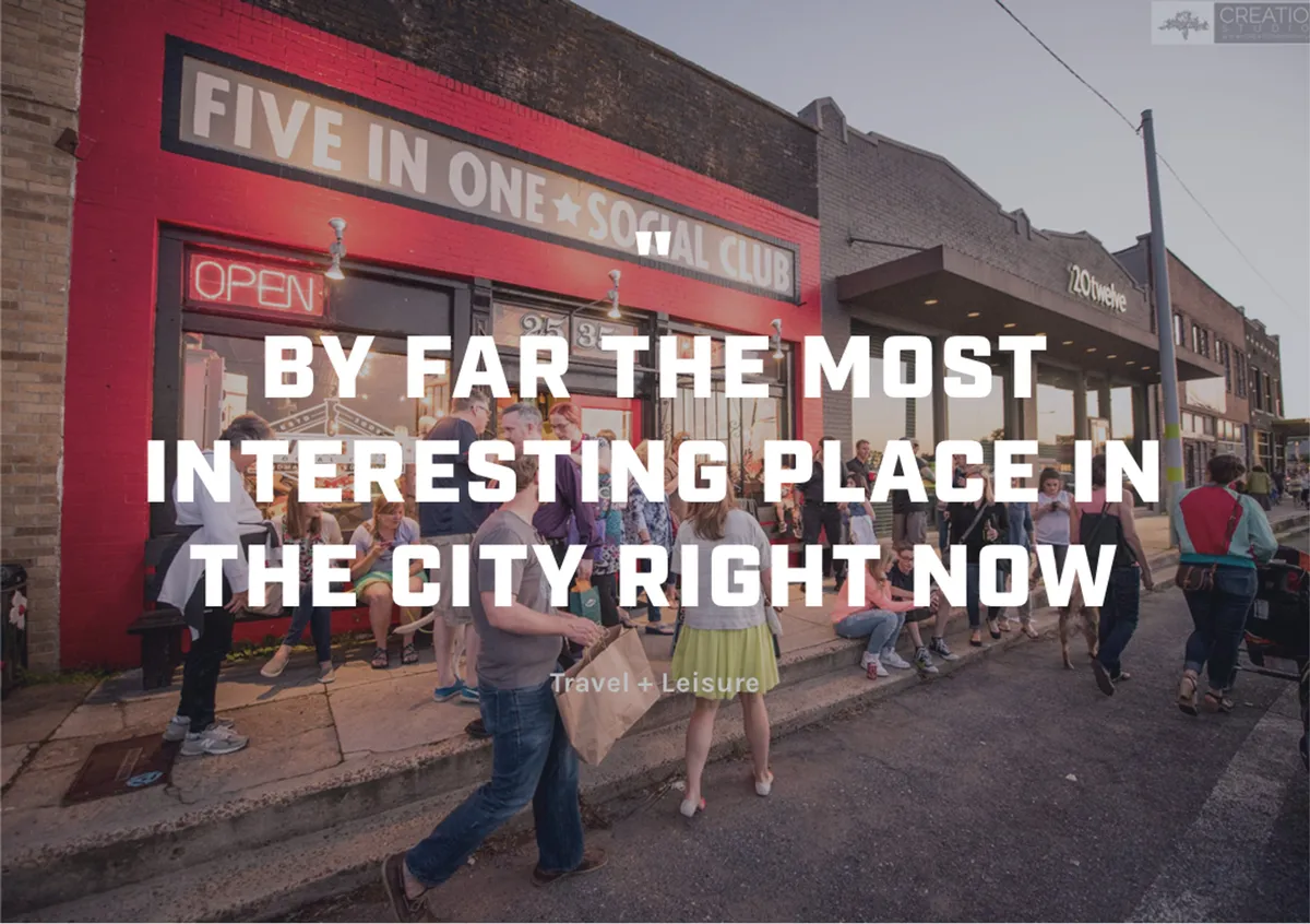 An energetic street view showcasing the Five in One Social Club sign, a lively crowd, and an open doorway, suggesting a popular nightlife or community venue. The scene conveys a sense of local culture, live entertainment, and social energy.
